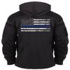 Rothco Conceal-Ops Thin Blue Line Hoodie  Tactical Hooded Sweatshirt with Distressed American Flag Graphics (US, Alpha, XX-Large, Regular, Regular, Black) view 4
