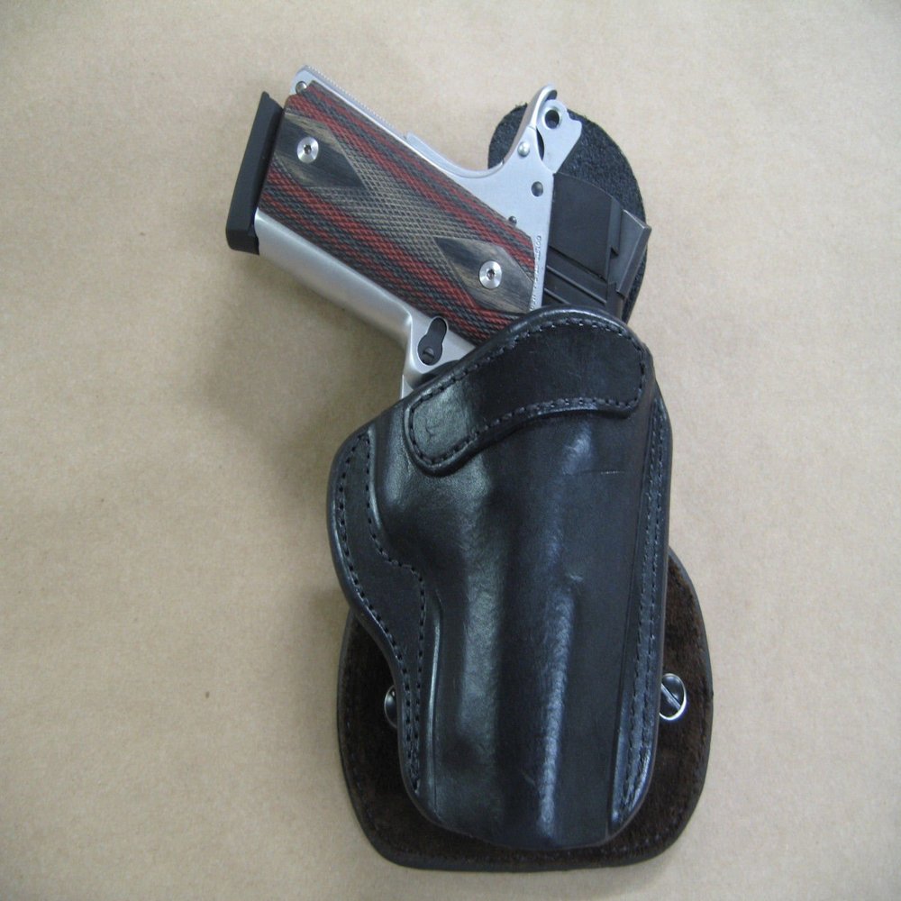 Azula All Leather Molded Paddle Holster for Smith & Wesson S&W 1911 Compact OWB CCW Black RH