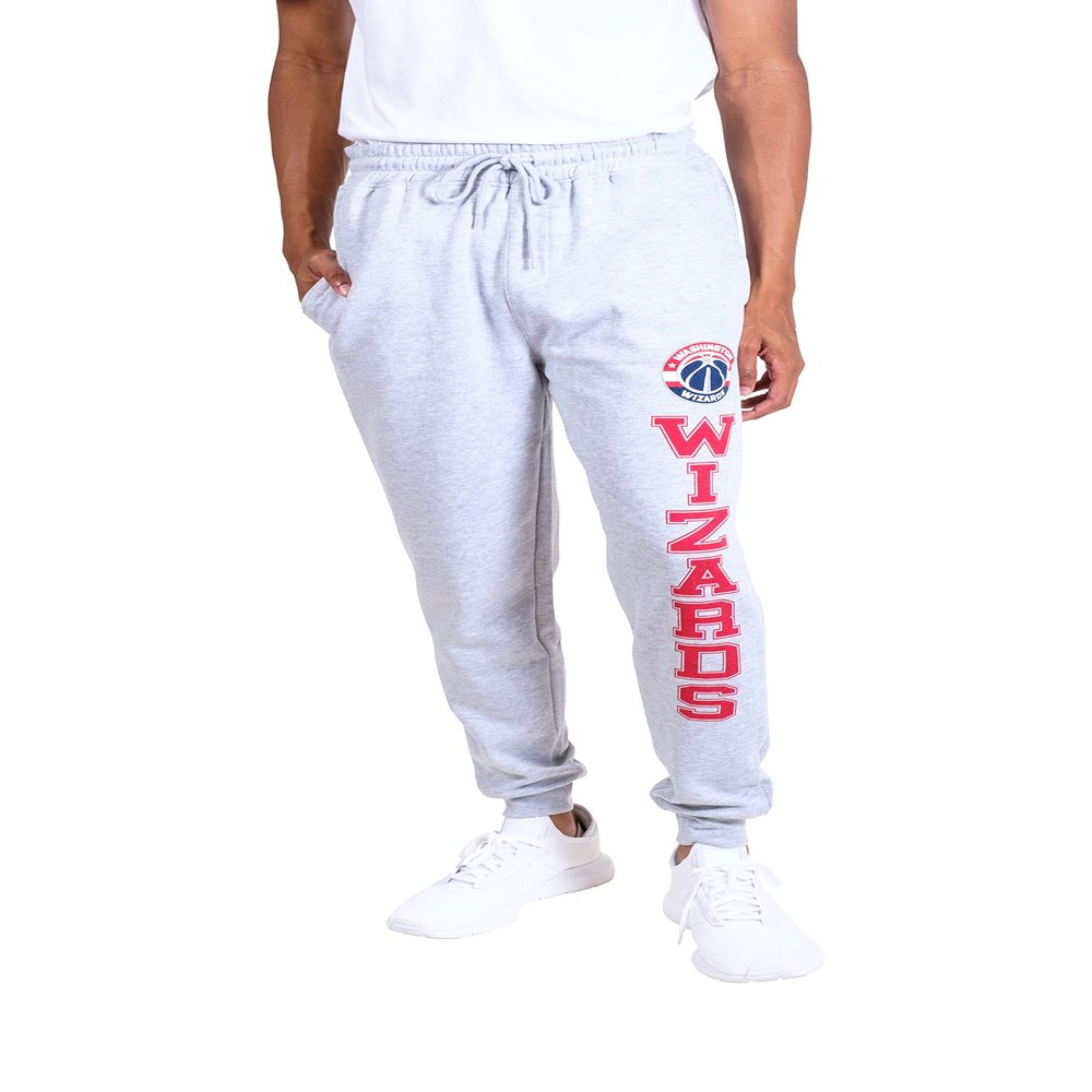 Ultra Game NBA Official Mens Super Soft Jogger Sweatpants - Unisex, Washington Wizards, Heather Gray, X-Large
