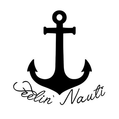Feelin Nauti Anchor Nautical Funny 6" Vinyl Sticker Car Decal (6" Black)