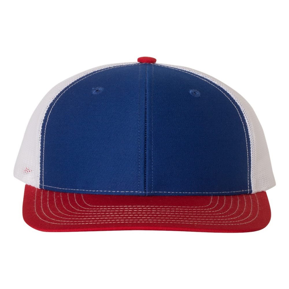 RICHARDSON 112 Mesh Back Trucker Cap Snapback Hat Royal/White/Red