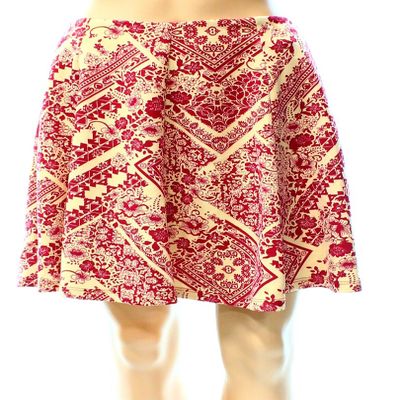 Wayf Women's Small Floral Paisley A-Line Skirt Red S