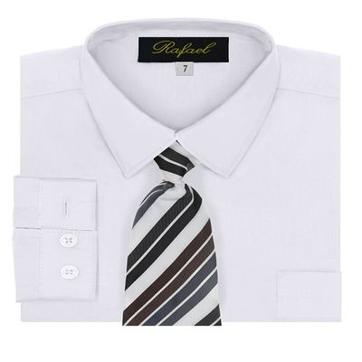 Boy's Dress Shirt & Tie - White, 5