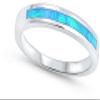 Blue Simulated Opal Wedding Ring New .925 Sterling Silver Men's Band Size 9 view 2