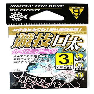 Gamakatsu 68444 Single Hook, Competition Mouth, No. 3, 20 Pieces, Keimura Pink