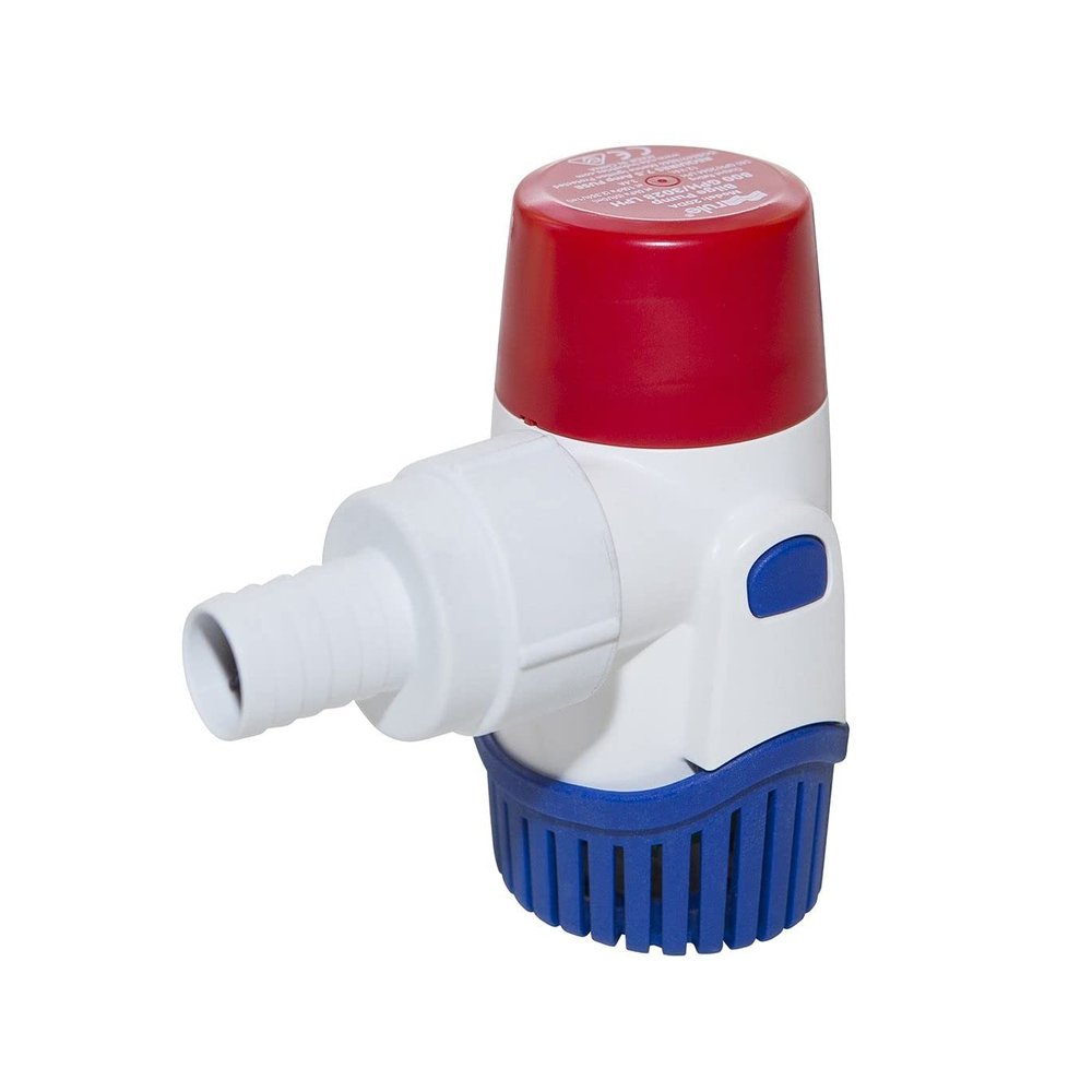 Rule Standard Bilge Pump 20DA - Not Automatic, Submersible, Marine Bilge Pump for Boats with Thermal Cut-Off, Check Valve, Low Amperage, 3/4" Threaded Ports, Ideal Boat Accessories - 800 GPH, 12V