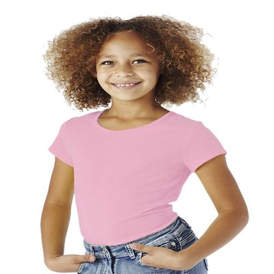 Cutie Patootie - Girls - Solid Round-Neck Tee - 8 - Rosy Pink