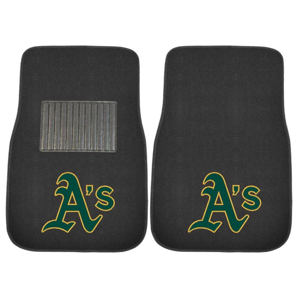 FANMATS 20572 Oakland Athletics 2-Piece Embroidered Team Logo Car Mat Set, Front Row Automotive Floor Mats