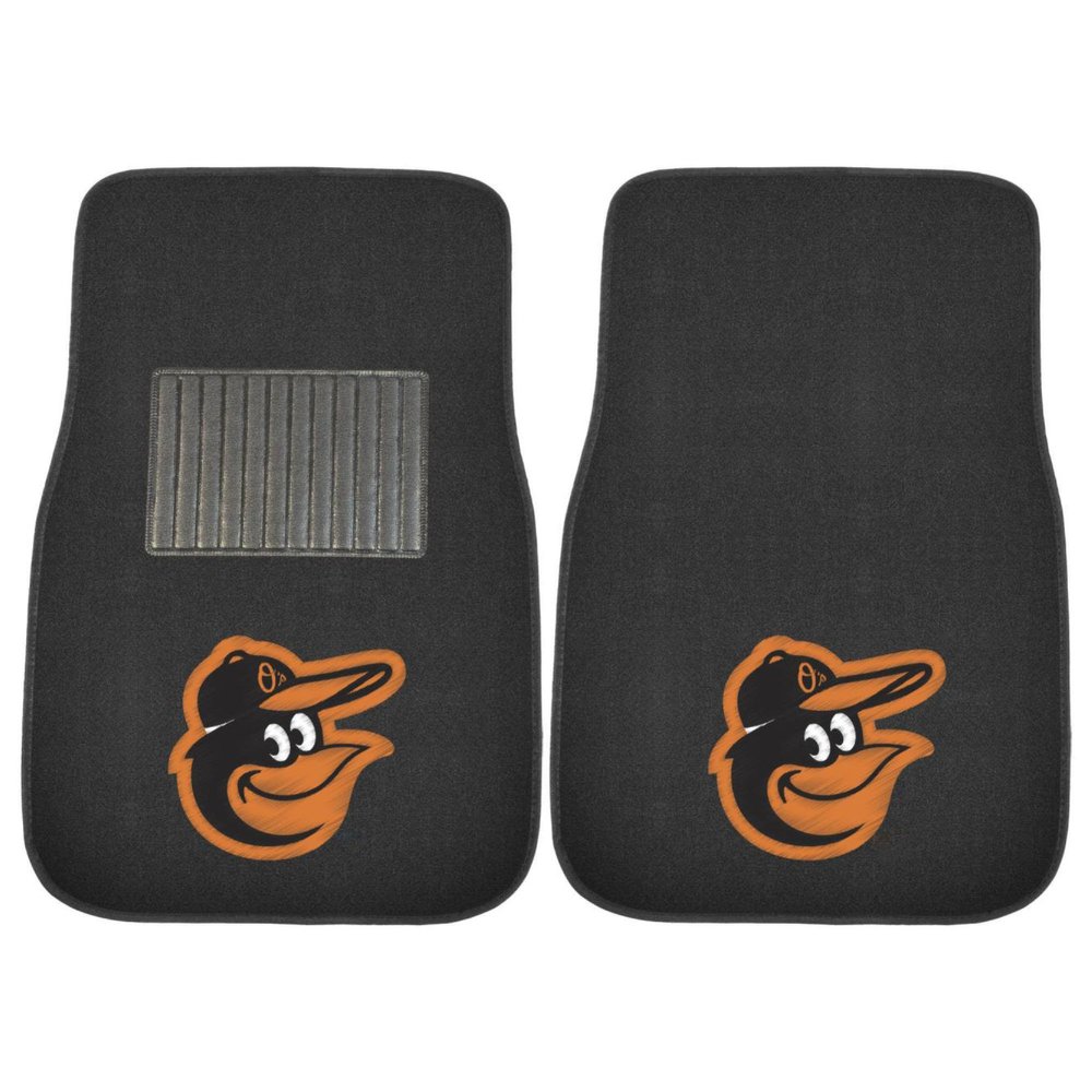 FANMATS 20565 Baltimore Orioles 2-Piece Embroidered Team Logo Car Mat Set, Front Row Automotive Floor Mats