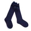 Pettigirl Baby Girl Handmade Knee-Length Stretch Socks with Pom Decoration, Navy, 3years view 1