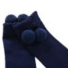 Pettigirl Baby Girl Handmade Knee-Length Stretch Socks with Pom Decoration, Navy, 3years view 2
