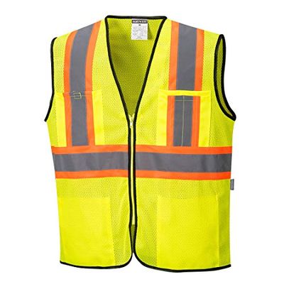 Portwest Frisco Contrast Hi-Vis Vest Visibility Reflective Safety Security Work Top ANSI 2, Yellow, 4XL
