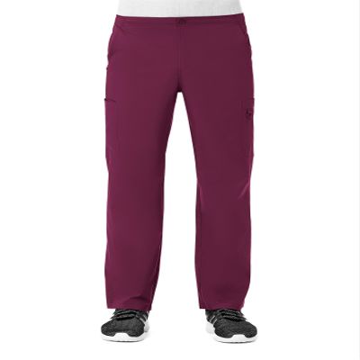 Maevn EON Men's Half Elastic 8-Pocket Cargo Scrub Pants (XX-Large, Wine)