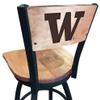Holland Bar Stool Co. L038-36" Black Wrinkle Washington Swivel Bar Stool with Laser Engraved Back by The view 4