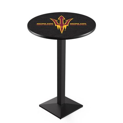Holland Bar Stool Co. L217-42" Black Wrinkle Arizona State Pub Table with Pitchfork Logo with 36" Dia. top