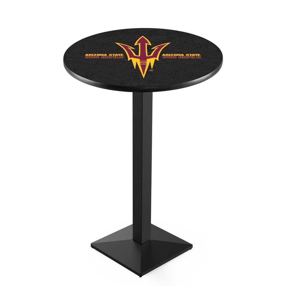 Holland Bar Stool Co. L217-42" Black Wrinkle Arizona State Pub Table with Pitchfork Logo with 36" Dia. top