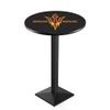 Holland Bar Stool Co. L217-42" Black Wrinkle Arizona State Pub Table with Pitchfork Logo with 36" Dia. top view 1