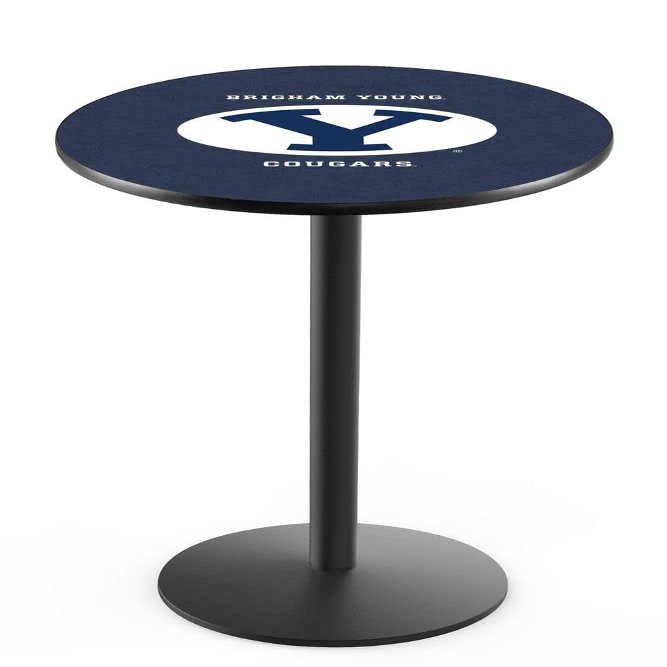 Holland Bar Stool Co. L214-42" Black Wrinkle Brigham Young Pub Table with 36" Dia. top