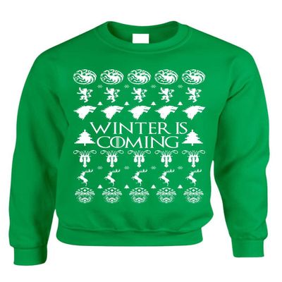ALLNTRENDS Adult Crewneck Winter is Coming Ugly Christmas Sweater Holiday (XL, Irish Green)