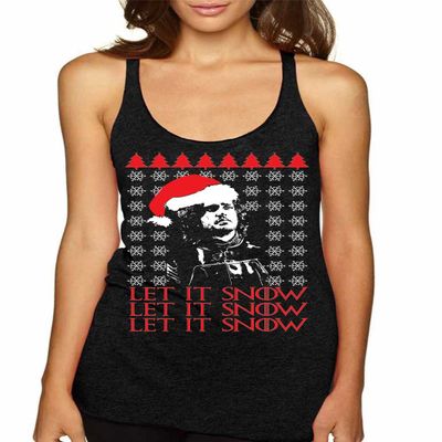 ALLNTRENDS Women's Tank Top Let It Snow Ugly Christmas Sweater (S, Vintage Black)