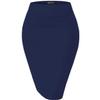 Hybrid & Company Women's Premium Nylon Ponte Stretch High Waist Pencil Suit Skirt Below Knee KSK45002 1073T Navy L view 1
