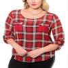 Belle Donne Big Women Tops Blouse Full or 3/4 Sleeve Casual Tunic Plus Size - Red/3X-Large view 1