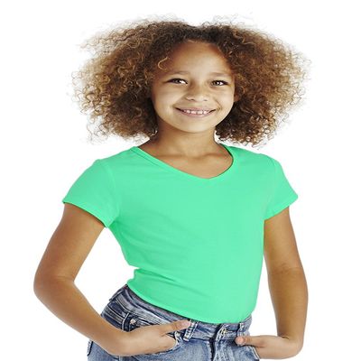 Cutie Patootie - Girls - Solid V-Neck Tee - 6/6X - Emerald
