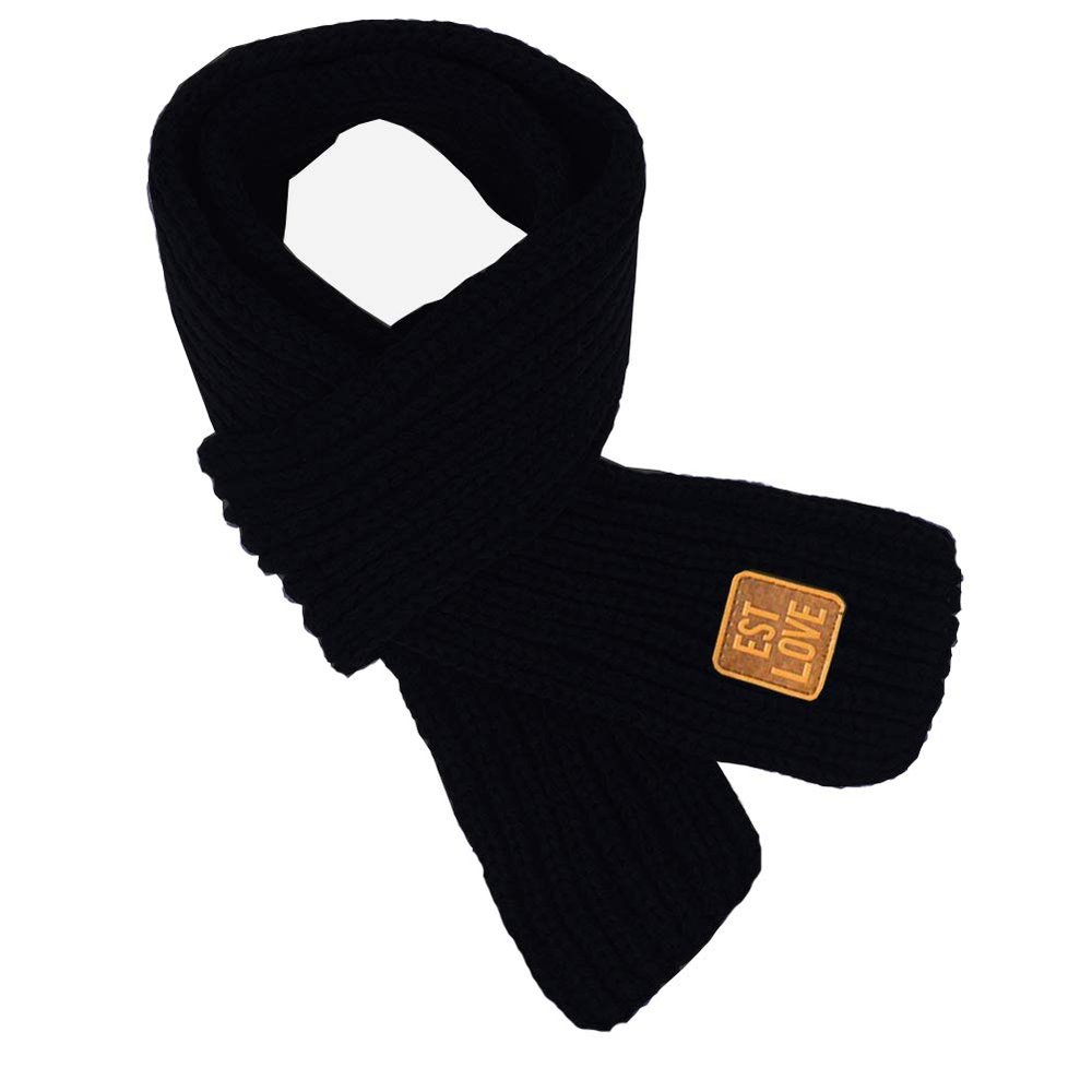 LuckyZ Kids Scarf Toddlers Boys Girls Winter Knitted Warm Scarves Neck Warmer (Black)