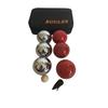 BuyBocceBalls Listing -73mm Metal Petanque/Boules 6 Ball Set with 3 Silver and 3 red Balls and Black Bag view 1