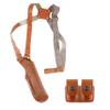 Koltster L40038-357 Basketweave Leather Vertical Shoulder Holster & Double Speedloader Case 357 Magnum & Similar Revolvers 4" Handmade! Left Handed (Brown) view 1