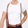 Koltster L40038-357 Basketweave Leather Vertical Shoulder Holster & Double Speedloader Case 357 Magnum & Similar Revolvers 4" Handmade! Left Handed (Brown) view 3