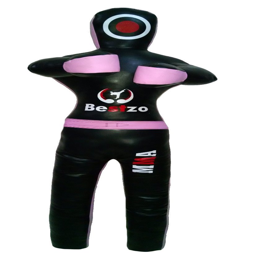 Classyak MMA Grappling Dummy Standing Position Judo Martial Arts Hands Front Punch Bag Black n Pink - 70 inches