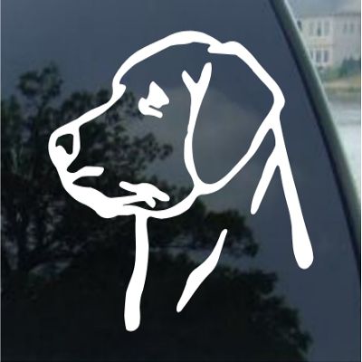 Lab Head - Dog - Puppy pup Labrador Retriever Hunt Fun Sticker Decal (5.5", White)