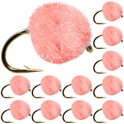 CREATIVE ANGLER 12 Piece Salmon Egg Fly - Fly Fishing Accessories - Premium Fly Fishing Flies for Trout, Steelhead, and Salmon, Size 8, Peach