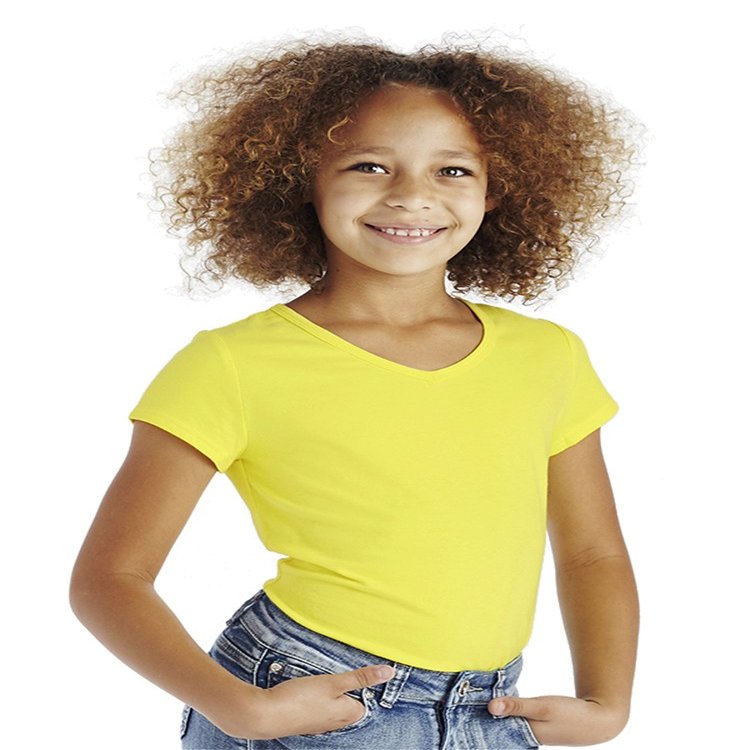 Cutie Patootie - Girls - Solid V-Neck Tee - 4 - Yellow