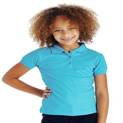 Cutie Patootie - Girls - Solid Polo Shirt w/Cute Button-Up - 4 - Aqua