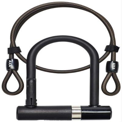 AXA Newton Mini Bicycle U-Lock with 100 Centimeter (39.4 inches) Double Looped Cable Bike Lock