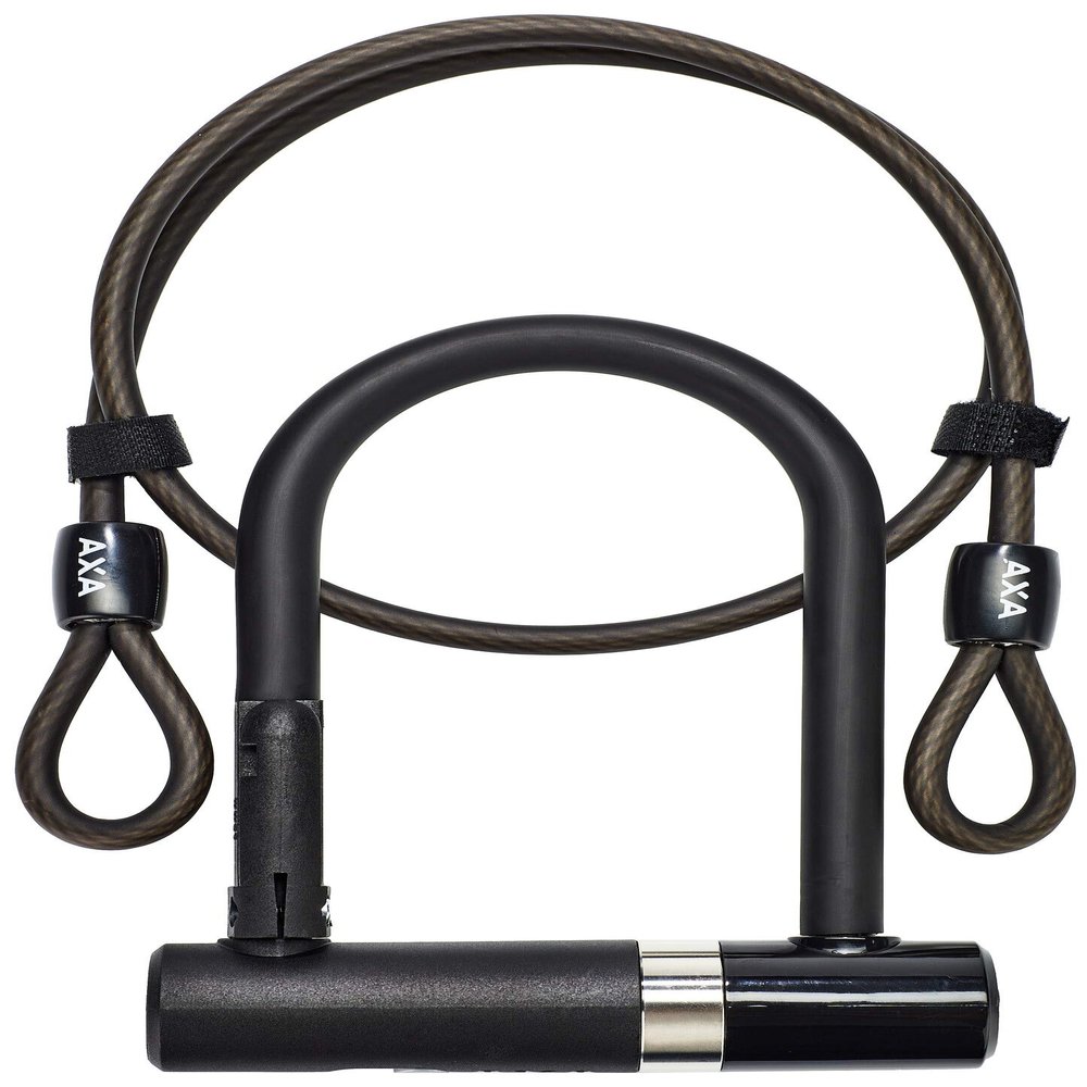 AXA Newton Mini Bicycle U-Lock with 100 Centimeter (39.4 inches) Double Looped Cable Bike Lock