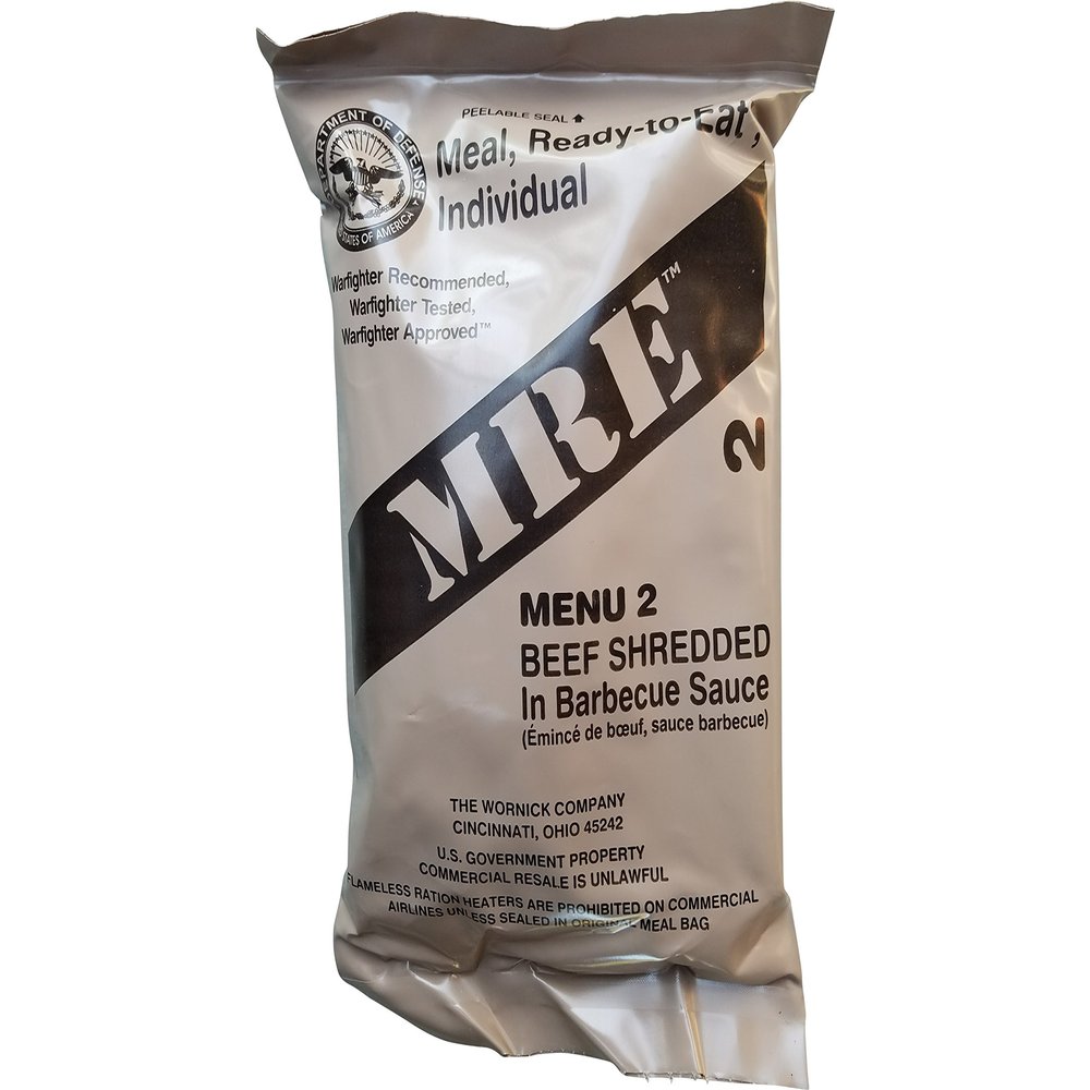 Ultimate 2018 US Military MRE Complete Meal Inspection Date January 2018 or Newer (BBQ Shredded Beef)