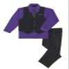 Rafael Boy's Vest and Pant Set, Includes Shirt, Tie and Hanky - Black/Purple, 5 view 2