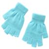 X&F Boys' and Girls' Solid Knitted Half Finger Mittens Typing Gloves, Small, Sky Blue view 1