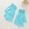 X&F Boys' and Girls' Solid Knitted Half Finger Mittens Typing Gloves, Small, Sky Blue view 2