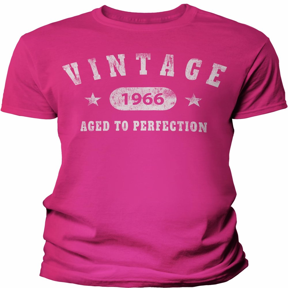 1966 Birthday Shirt for Men - Vintage Stars 1966 Aged to Perfection - 60th Birthday Gift - F/Heliconia-4X