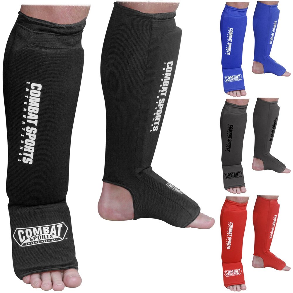Combat Sports Shin & Instep Padded Guards, Elastic, Impact-Absorbing Shin Guards with Snug Support, Ideal for MMA, Muay Thai, and Martial Arts, Washable MMA Gear for Men and Women, Blue, Small