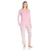 Bottoms Out Women's Printed Micro Fleece Pajama Set, Coral/Aqua, Large view 1