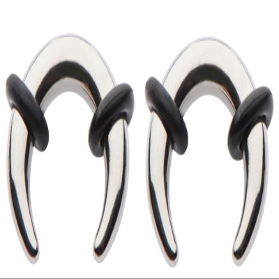 Pair 6g 4mm Surgical Steel Pinchers Ear Plugs Tunnels Tapers Horseshoes Gauges for Ears Septum Jewelry