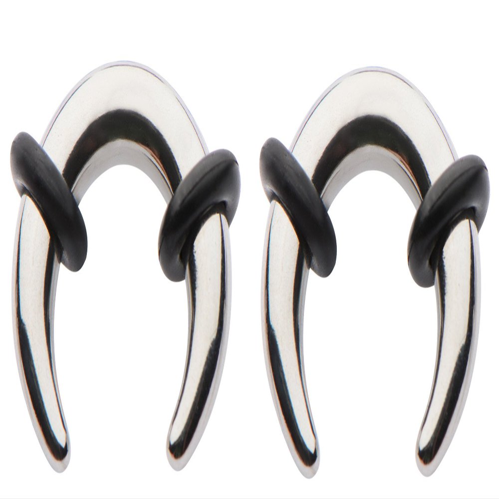 Pair 6g 4mm Surgical Steel Pinchers Ear Plugs Tunnels Tapers Horseshoes Gauges for Ears Septum Jewelry