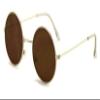 Casual Fashion Medium Round Circle Flat Lens Sunglasses Thin Frame Unisex (Silver, Brown) view 1