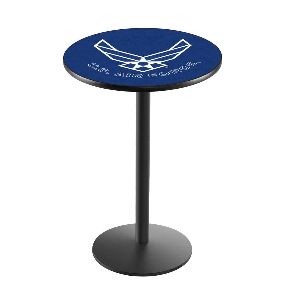 Holland Bar Stool Co. L214-36" Black Wrinkle U.S. Air Force Pub Table with 36" Dia. top