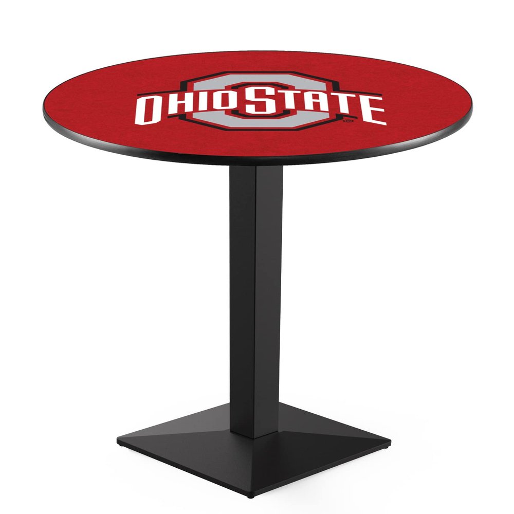 Holland Bar Stool Co. L217-36" Black Wrinkle Ohio State Pub Table with 36" Dia. top